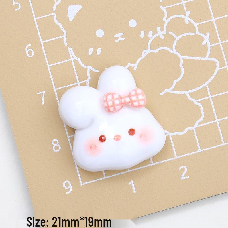 Pink & White Rabbit Cartoon Resin Shoe Charms for DIY Jewelry & Hair Clips