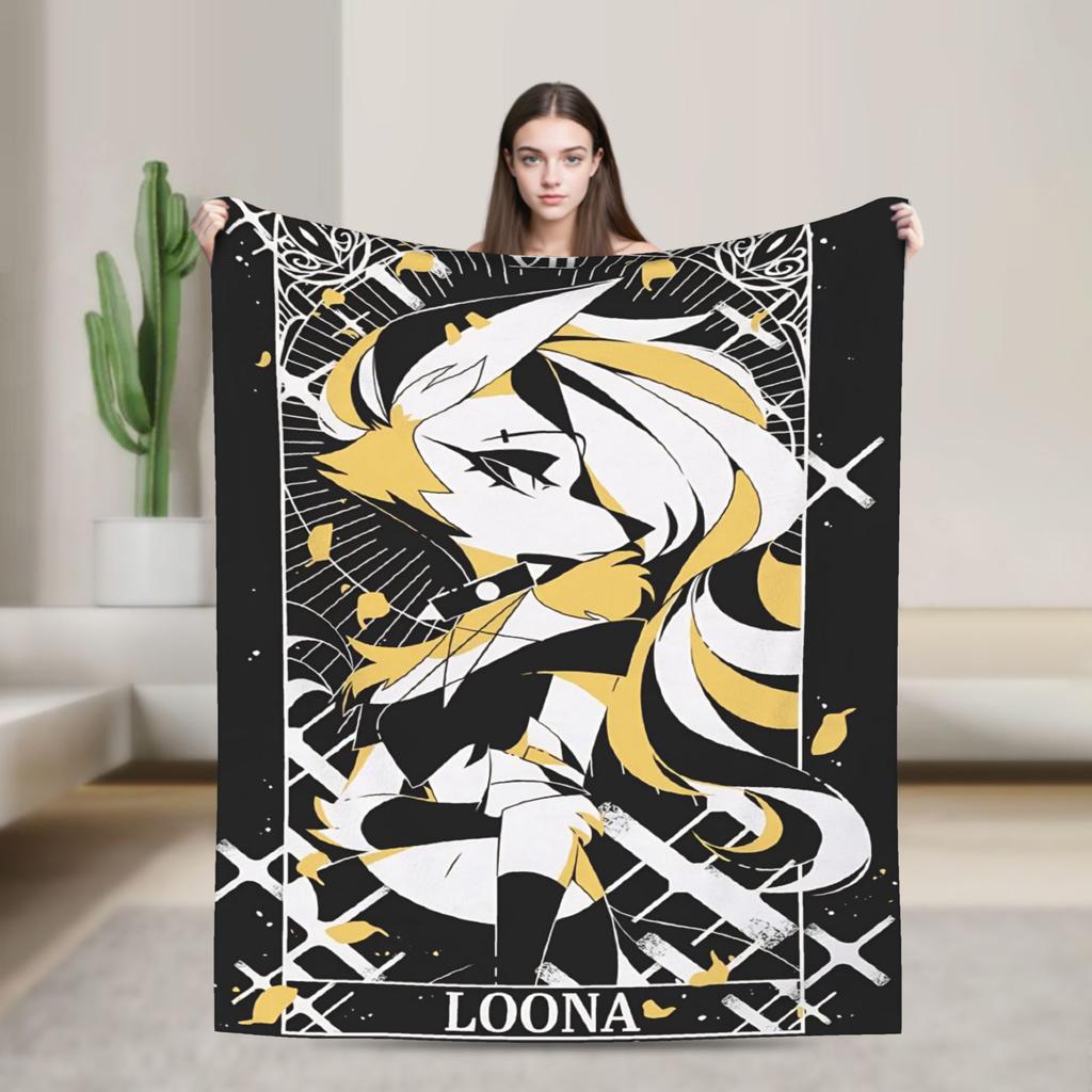 Super Soft Blanket Kids Camping Helluva Boss Loona (1) Throw Blanket  Flannel Bedspread For Living Room Fluffy Sofa Bed Cover