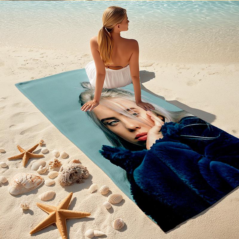 1Pc Blonde Blue Fur Coat Beach Towel, Quick Dry, Multi-Use for Beach Pool Gym Yoga Home Travel, Christmas, Halloween, Xmas Gift S929446