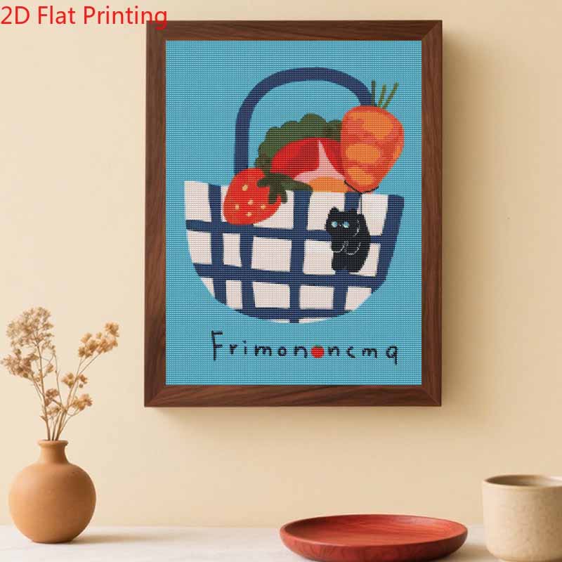 Diamond Painting Kit Black Cat in Picnic Basket Full Drill Canvas Art Mindful Craft Gift for Adults and Beginners Relaxation Hobby