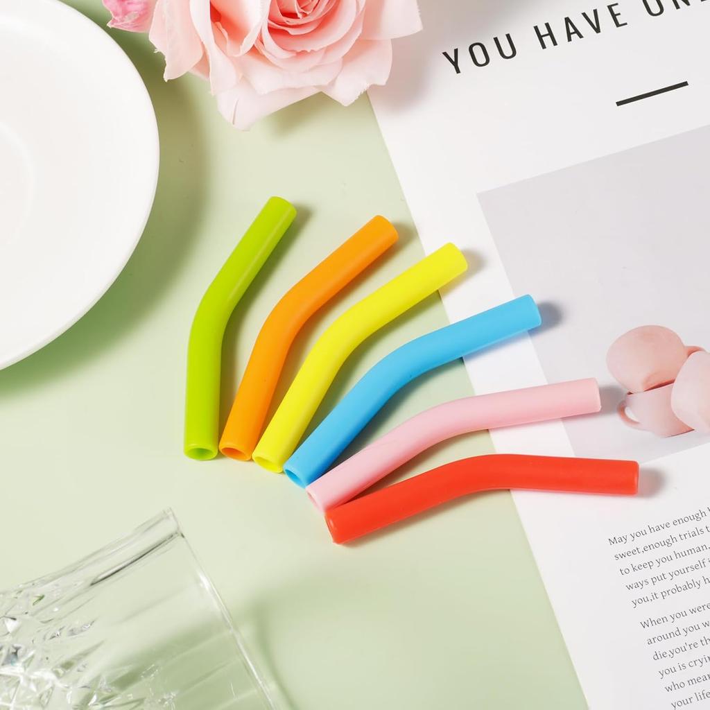6pcs Silicone Straw Tips, Reble Straw Tips Covers Replacement Straw Extender Tip Silicone Straw Elbows Tips Fit for 8mm 5/16 inch Outer Diameter