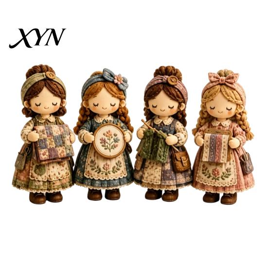 Craft Kit with Instructions Patchwork Girl DIY Kit, 3D Doll Sewing Set Pre-Cut No-sew Fabric Thread Needles, Cute for Home Decor Handmade Gift