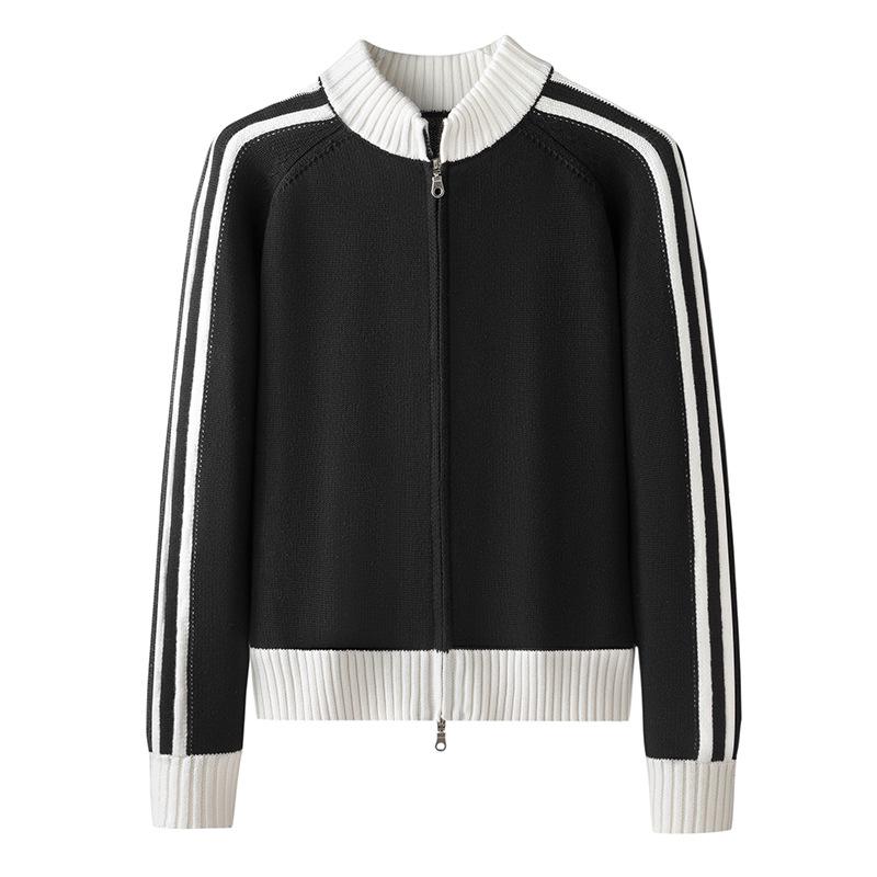 Men s 100% Cotton Retro Knit Sweater - Autumn/Winter Half-High Collar Thick Sports Jacket M