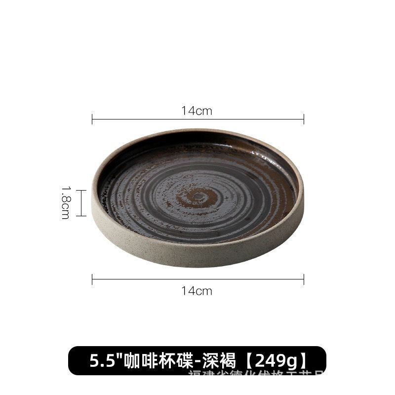 Creative Handmade Coarse Pottery Coffee Cup And Saucer Set Cup And Saucer Retro Water Cup Ceramic Cup Breakfast Cup Household Water Cup