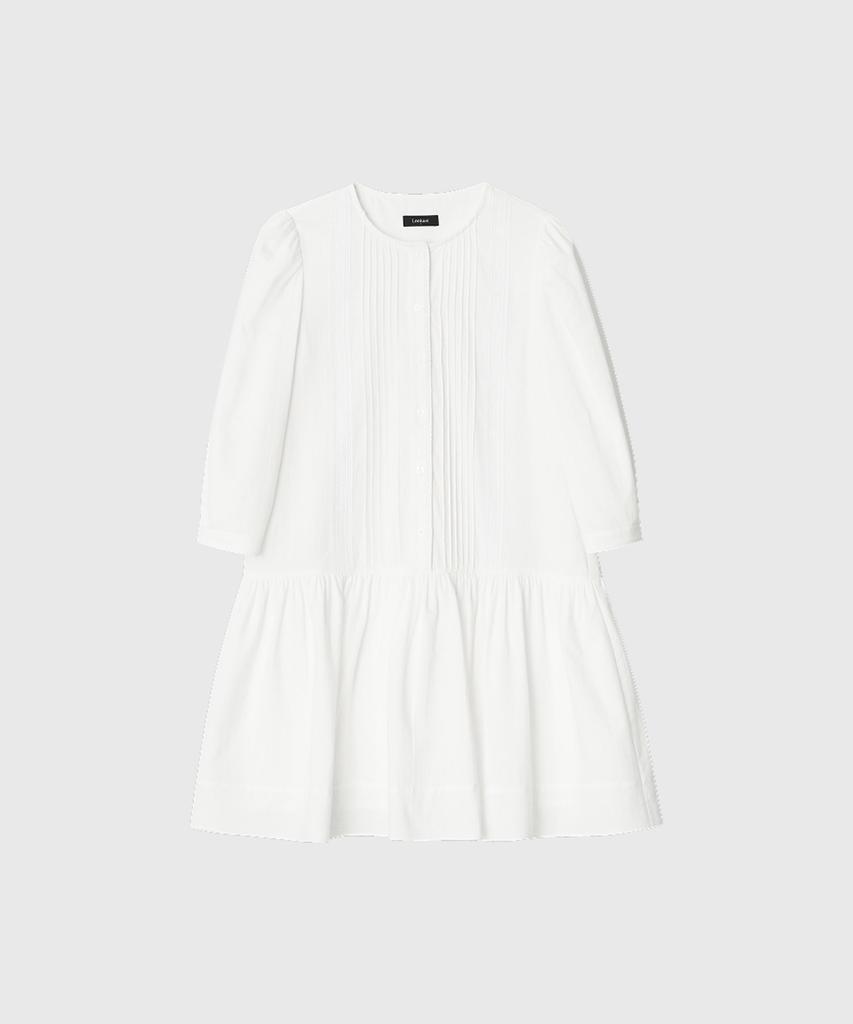 Lugkaeseuteu Maya Pintuck Lace Cotton Midi Dress_White