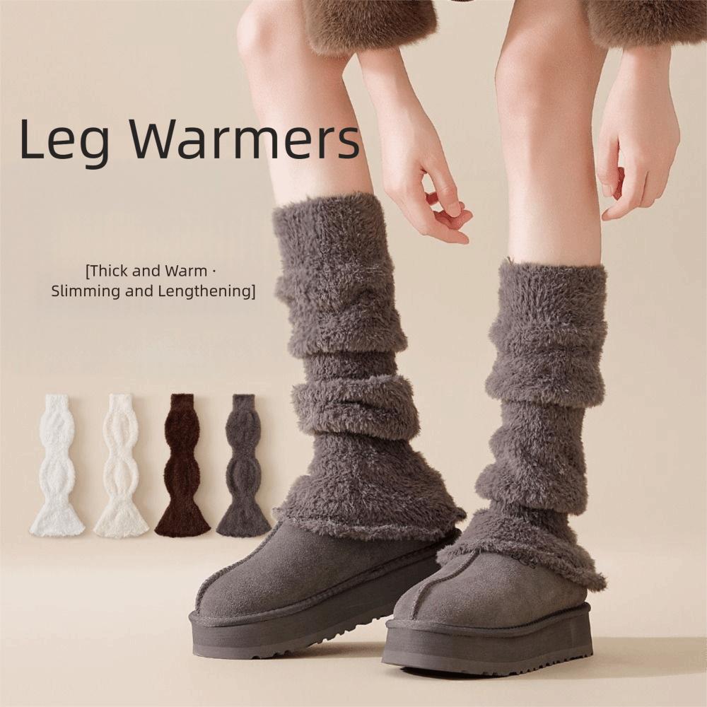 Fashion Solid Color Leg Warmers Thickened Coral Fleece Socks Warm Foot Cover Heap Socks Spring, Autumn and Winter