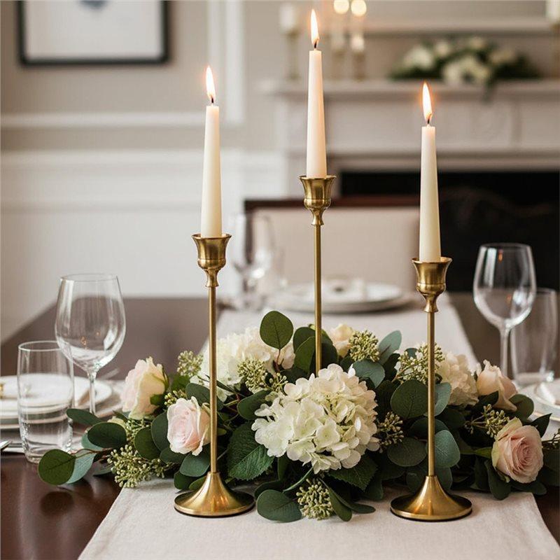 BAAJ-Metal Taper Candle Holders-Elegant Design, Set Of 3-Perfect For Table Centerpieces& Wedding Decorations