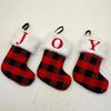 Vintage Christmas Alphabet Knitted Socks Black Grid Pattern Candy Holder  Xmas Gift