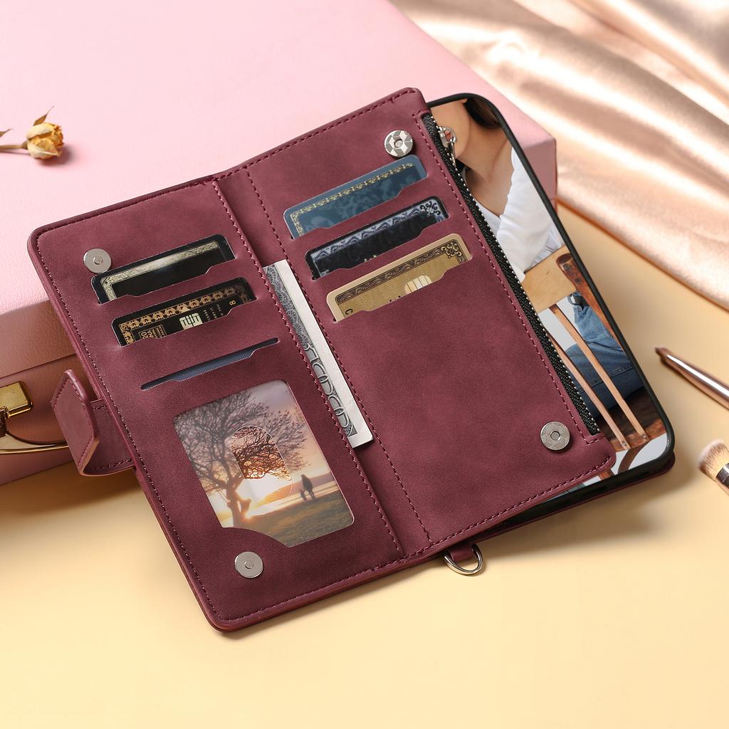 Crossbody Flip Zipper Wallet Leather Phone Case for XiaoMi RedMi Note 14 Pro Plus 14C 13 14C 12 12T 13T Poco X7Pro Lanyard Cover