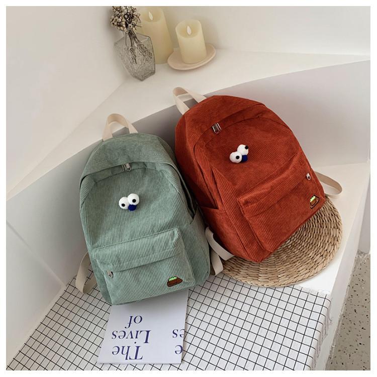 Velvet Student Backpack With Zipper Closure And Inner Pouch For High School And College Daily Use