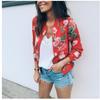 Women's Casual Floral Zip Up Bomber Jacket Coat Stand Collar Lightweight Short Outwear Tops New Round Neck Printed Fashion Zipper Jacket