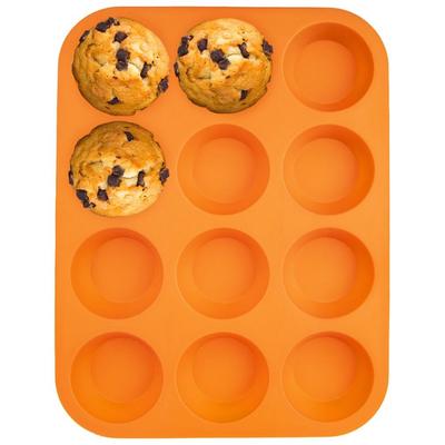 Forma Do Pieczenia 12 Muffinek Babeczek Babeczki Silikonowa Pomarańczowa SILLINIE ORION 151719