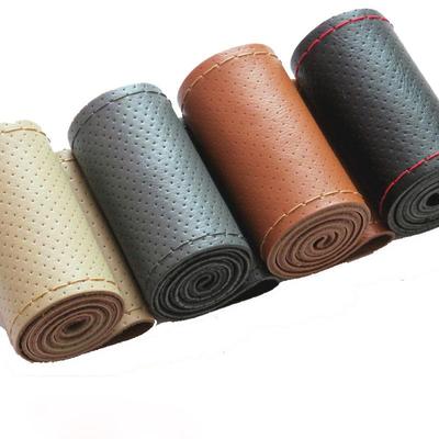 DIY Echtes Rindsleder Auto Geflecht Leder Lenkrad Abdeckung Volle Loch 36 38 40CM