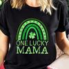100% Cotton One Lucky Mama Irish Shamrock St Patrick's Day Rainbow T-Shirt