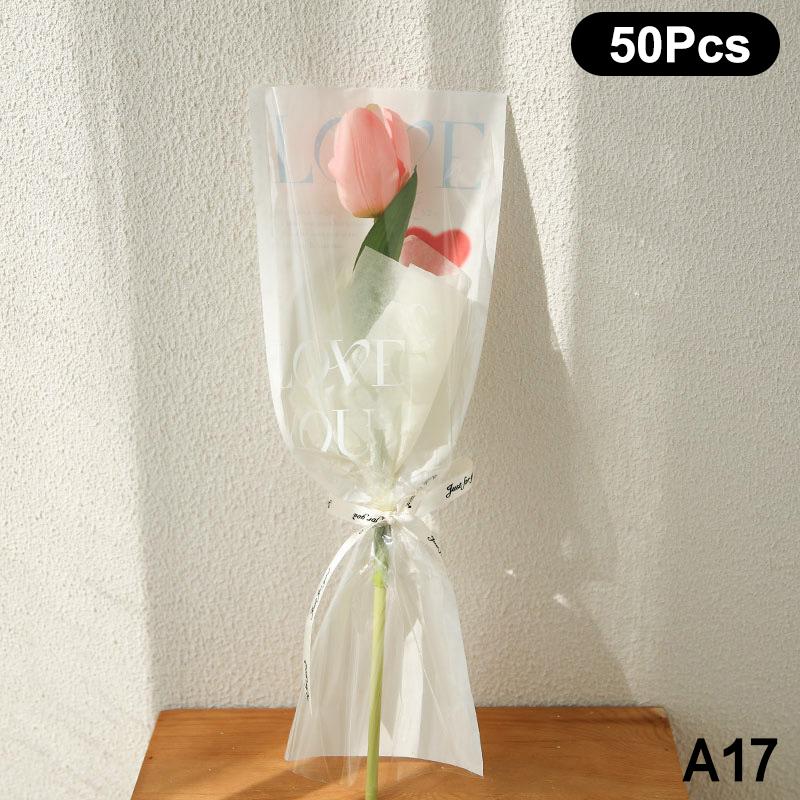 20/30/50Pcs Colorful Flower Wrappers Transparent Bag For Bouquet Flower Wrapper Waterproof Diy Gift Flower Decoration