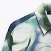 ZR1116 Spring European and American Women's POLI Collar Leaf Printing Casual Silk Satin Textured Long Sleeve Shirt
