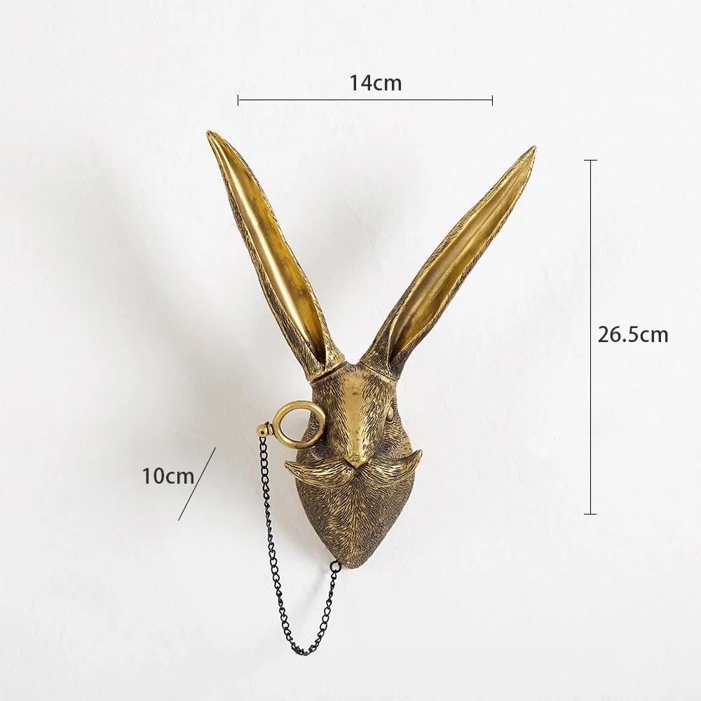 Wall Decoration Resin Imitation Copper Animal Deer Head Wall Storage Hook Wall Hanging Indoor Fireplace Office Decor Figurines