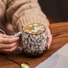 Ceramic Coffee Cup American Retro Latte Latte Flower Cup High Value Water Cup Large Capacity Mug