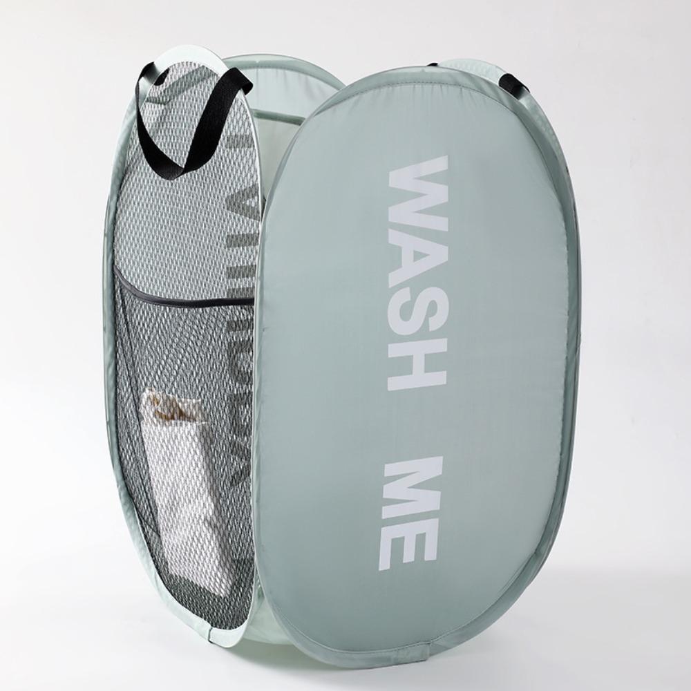 Portable Mesh Pop Up Laundry Hamper Wide Opening Breathable Collapsible Space-Saving Laundry Basket Dorm Travel Bathroom Items