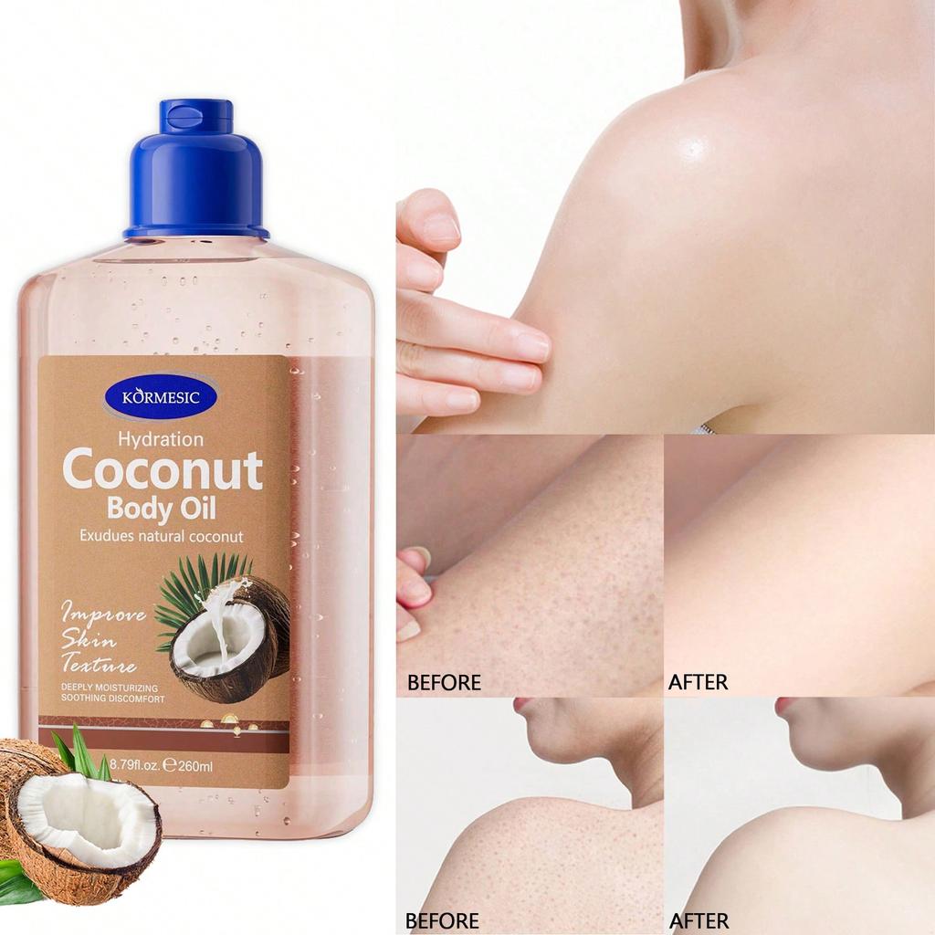 Natural Coconut Body Oil for Skin Hydration Deep Moisturizing Nourishing Dry Skin Care 24hr Long Lasting Coconut Oil for Body