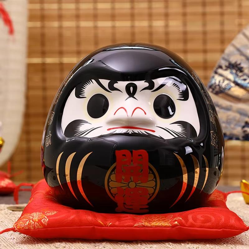 7.5 inch Japanese Ceramic Daruma Doll Lucky Charm Feng Shui Zen Ornament Centerpiece Money Box Home Desktop Decoration
