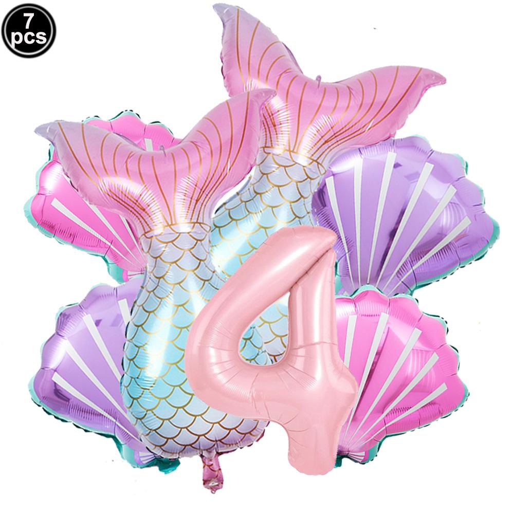 Mermaid Birthday Party Decoration 3D Balloons Cup Plate Napkins Banner For Kids Girls Party Favor Gifts Baby Shower Photo Props