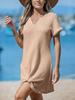 Women's European & American Fashion V-Neck Batwing Sleeve Plaid Knit Dress - Casual, Elegant, Breathable Style