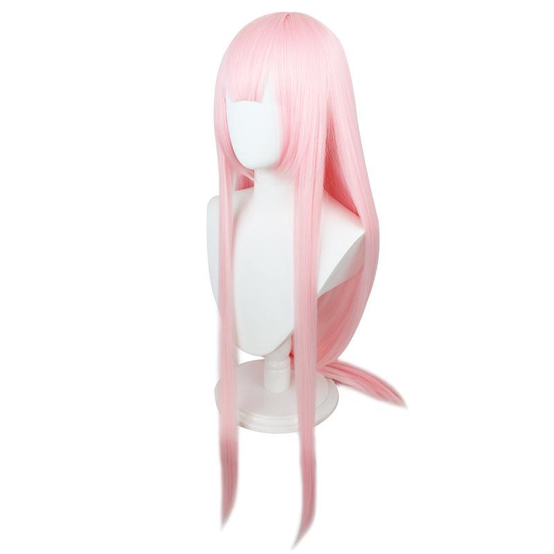 Anime DARLING in the FRANXX 02 Cosplay Paruka Zero Two Paruky 100cm Dlouhé Růžové Syntetické Vlasy Perucas Cosplay Paruka + Síťka na Vlasy + Sponka do Vlasů