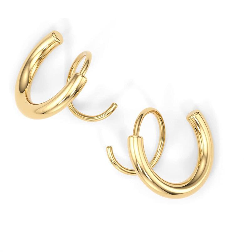 

Spiral Double Circle Twisted Earrings Stainless Steel Gold Plated Gold Insulated Ears золотой