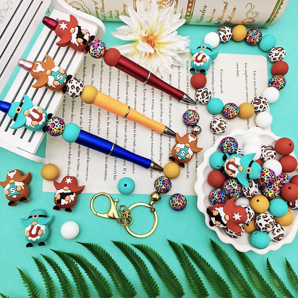 53PCS Western Cowboy Dwarf Silicone Bead Set, Perfect for DIY Handmade Crafts Such As Keychains, Necklaces, Bracelets, Etc
