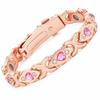 Bracciale Magnetico Eco-friendly Moda Europea & Americana con Pietra Rimovibile e Intarsi di Diamanti; Bracciale da Donna Regolabile in Lega.
