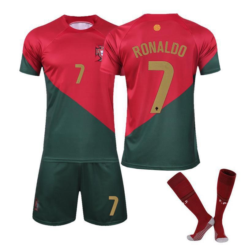 2223 Portugal Home 7 Away C Ronaldo Football Uniform National Team Short-sleeved World Cup Set