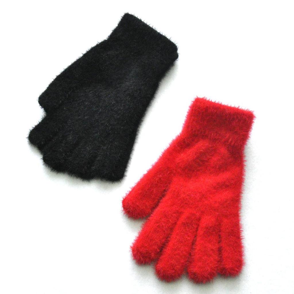 Men Women Winter Thicken Plush Warm Gloves For Student New Solid Color Mink Velvet Knitted Mittens Outdoor Cycling Skiing Gloves