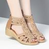 3.5cm Plus Size 35-43 Comfortable Genuine Leather Sandals Platform Shoes 2025 Med Block Heels Gladiator Sandals Office Mom