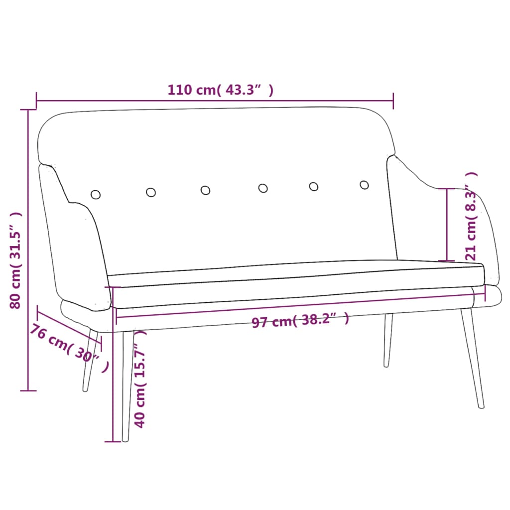 Dark Grey Bench 110 x 76 x 80 cm Fabric