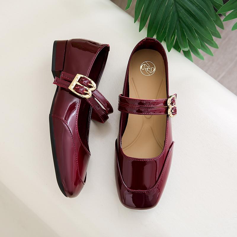 Fashion French Mary Jane Shoes Women's 2025 New Square Toe Block Heel Kitten Heel Shoes