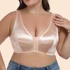 Ultra-thin Sponge-free Gentle Satin Front-button Plus-size Bra European and American Sleeping Vest Underwear
