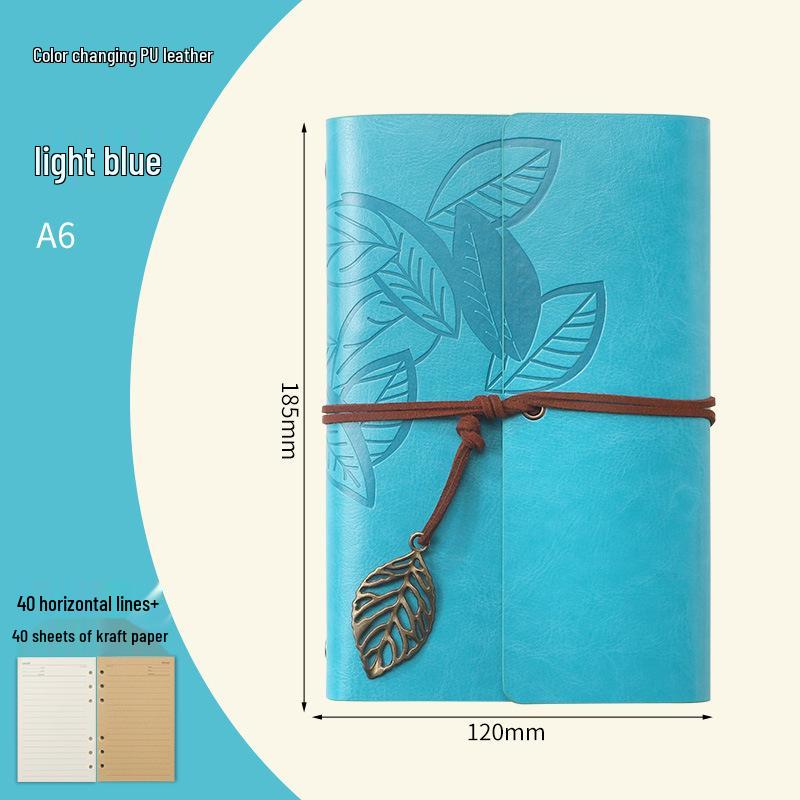 Retro Leaf Ring-Bound Travel Journal Notebook