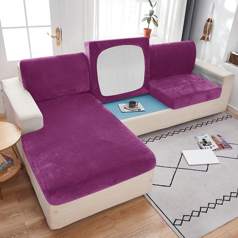 Samtstoff Sofa-Sitzbezug für Wohnzimmer, elastischer Sofa-Kissenbezug, weicher Couch-Schonbezug, Möbelschutz für Zuhause