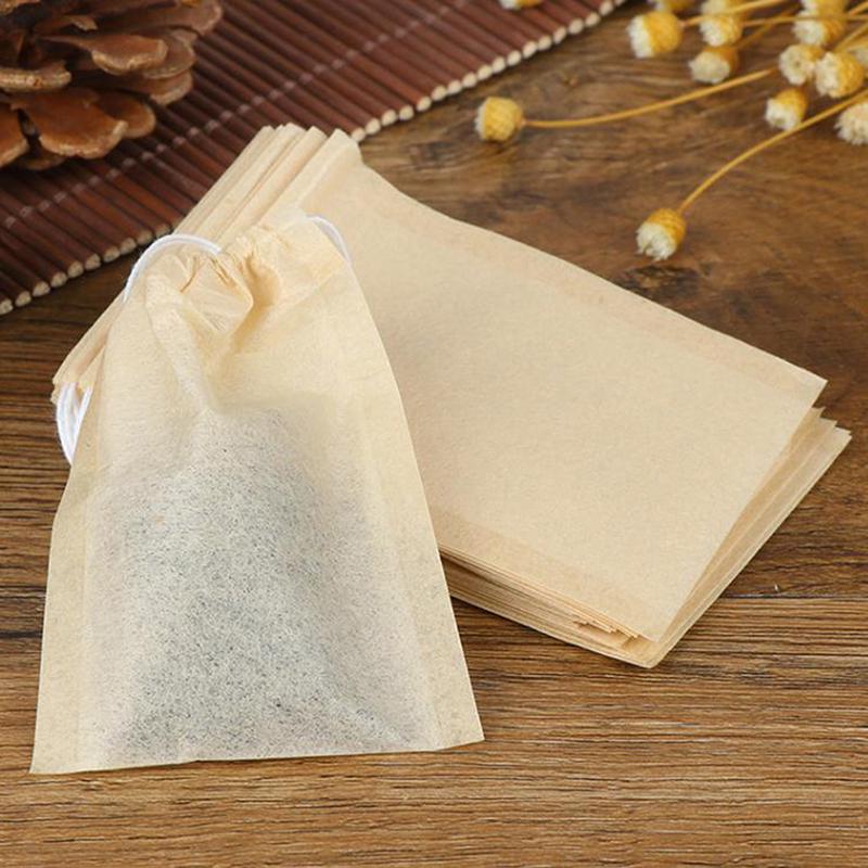100Pcs/Lot Tea Bag Filter Paper Bags Empty Drawstring Teabags For Herb Tea