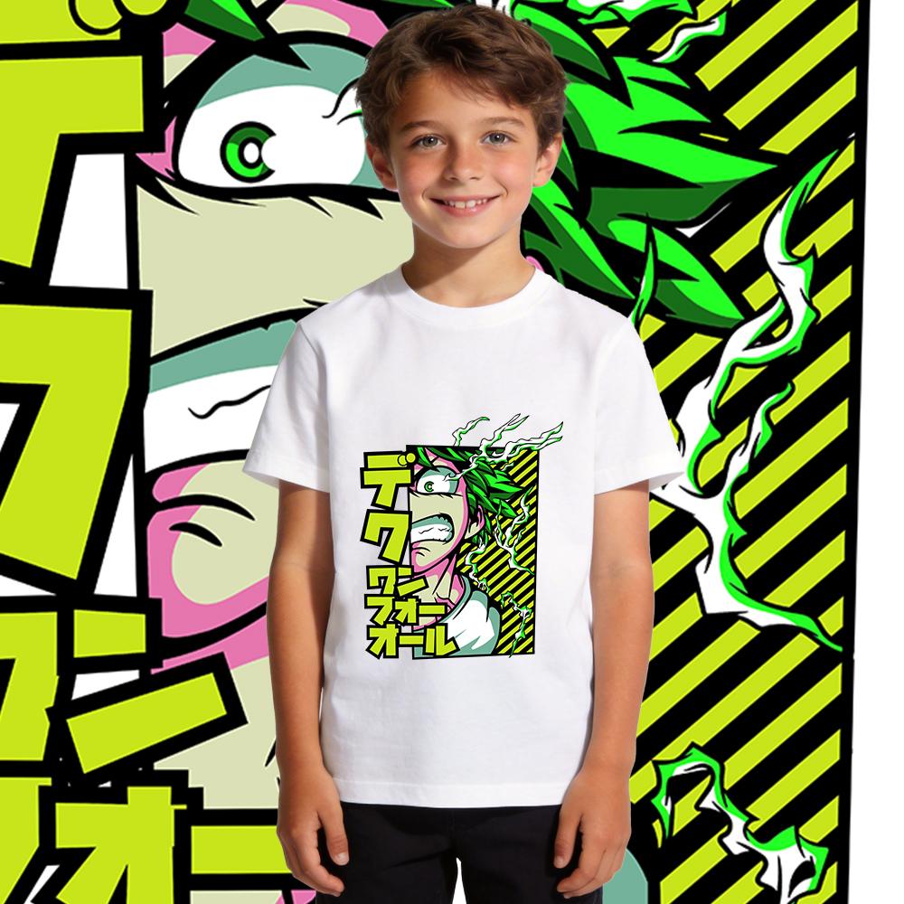 My Hero Academia Midoriya Printed Cotton T Shirt for Kids Boys Girls Casual Short Sleeve Tee