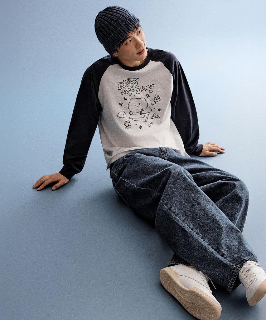 Seupao [Manggeureojin Gom] Long Sleeve T-Shirt (Melange Gray)_Splag23U03