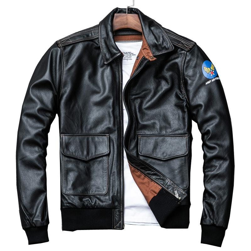 Baseball Uniform, Leather Flight Jacket, First-layer Cowhide Leather Jacket, Men's Short Lapel Jacket