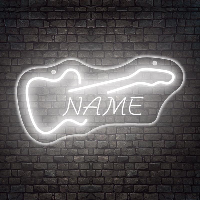 Vlastní neonový nápis kytary - LED nástěnná dekorace napájená přes USB, Ovládání tlačítkem, Na zavěšení na zeď pro studio/KTV/kapelu/bar/pánský pokoj/ložnici