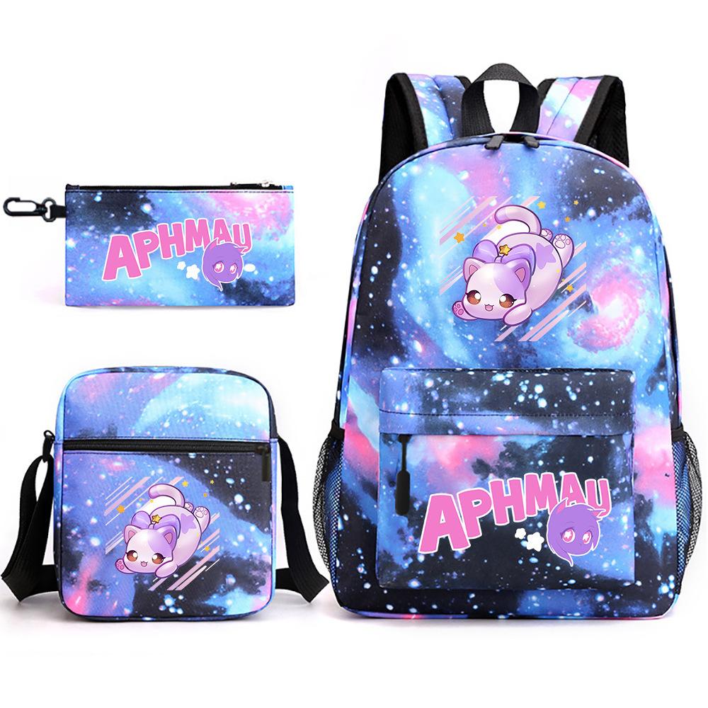 Game Merchandise Aphmau Schooltas Cartoon Rugzak Etui Schoudertas Drie-delige Set Three piece set