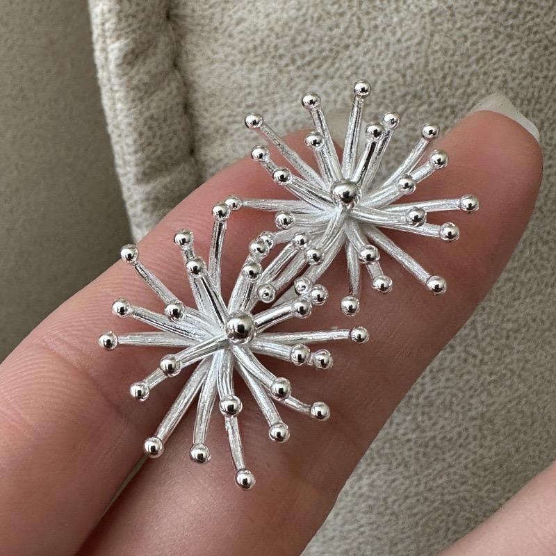 

925 Sterling Silver Vintage Earrings For Women Trendy Simple Firework Shape Earring Jewelry Prevent Allergy Party Accessories