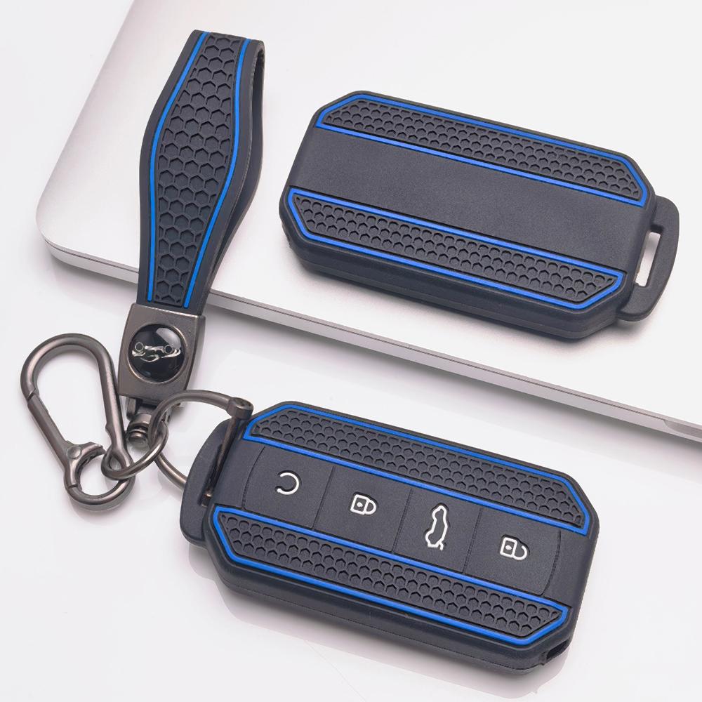 Key Fob Cover for Chery Tiggo with Keychain Anti-Scratch Guard Shockproof Protection Soft Grip Texture Responsive Button Touch Dust Resistant Cover