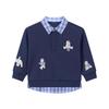 Kids Bear 2026 Faux Two-Piece Lapel Sweatshirt
