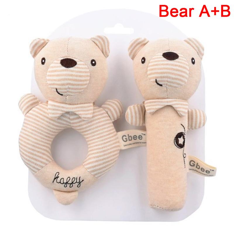 Baby Rattles Soft Cartoon Cute Plush Animal Toys Child Educational Handbells