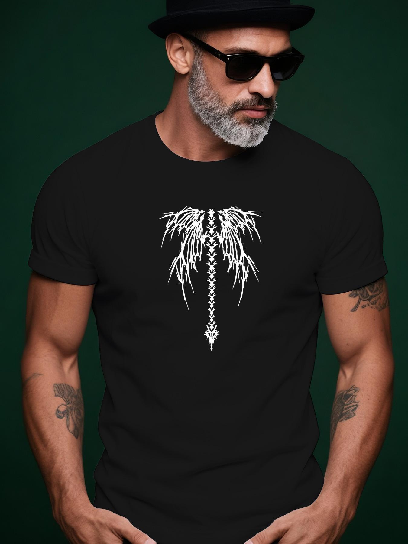 Light Blue Graphic Tshirt - Minimalist Winged Spine Design L